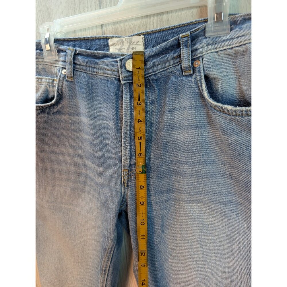 We The Free People Jeans Maggie Mid Rise Straight Leg Button Fly 27 Distressed - Picture 11 of 12
